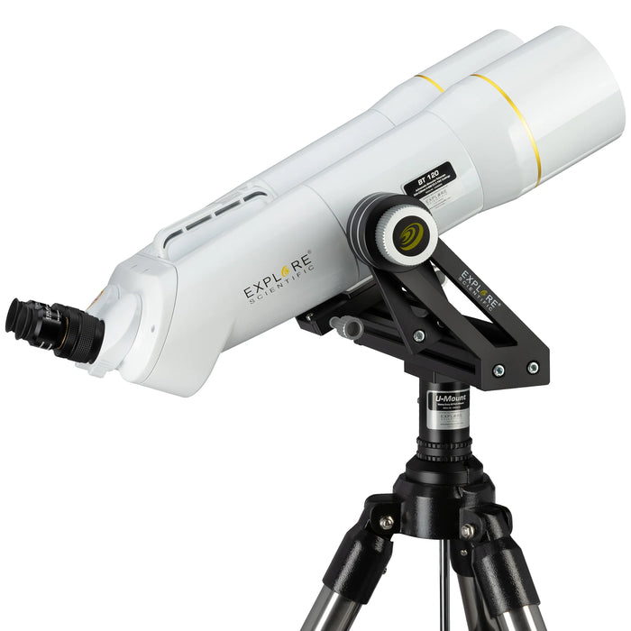 Explore Scientific Large 120mm BT binoculars  mounted on stand
