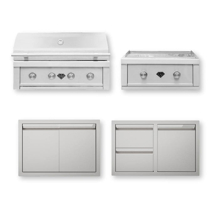 The Outdoor Plus Diamond Grill Signature Collection 3 BBQ Island Kit