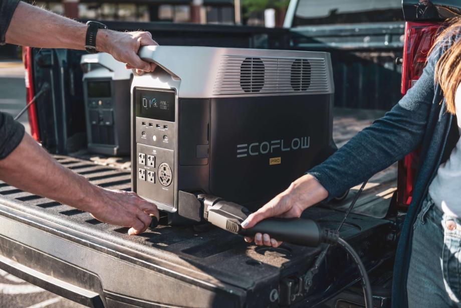 charge EcoFlow Delta Pro Portable Power Station on the go with ev charging stations