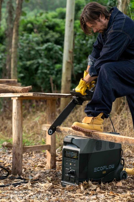 remote work is no problem for man with power tools and EcoFlow Delta Pro Portable Power Station