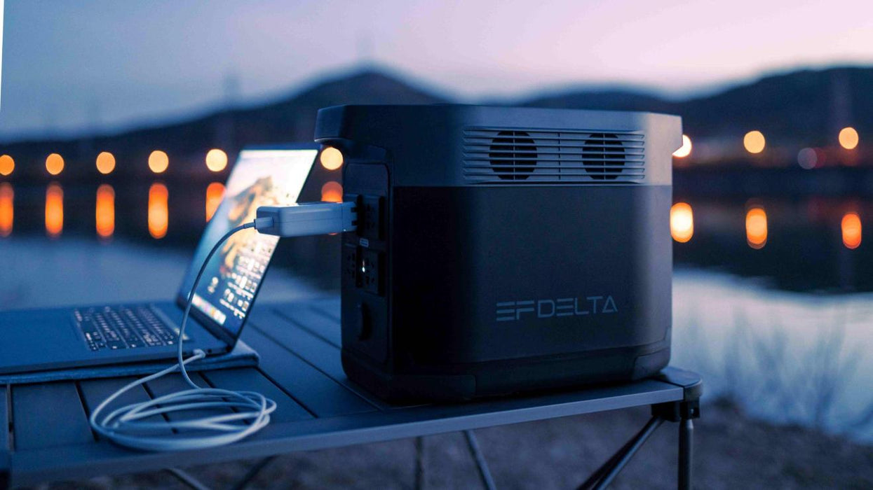 EcoFlow Delta portable power station connects to your laptop on the go