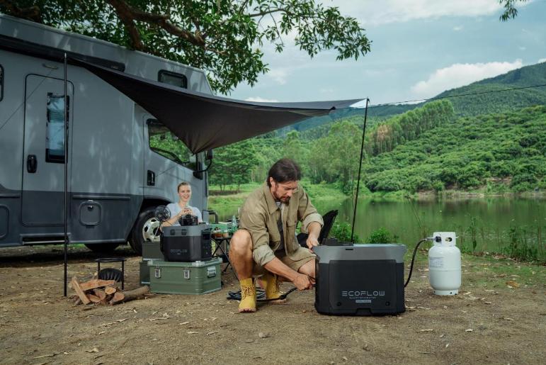 EcoFlow dual fuel smart generator backup power on camping trip