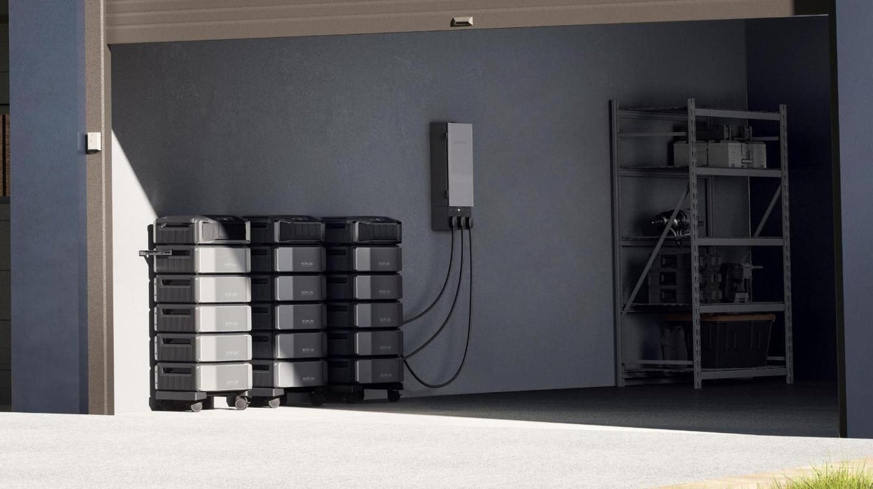 full expansion capacity of 90kWh for three EcoFlow Delta Pro Ultra inverters and 15 batteries