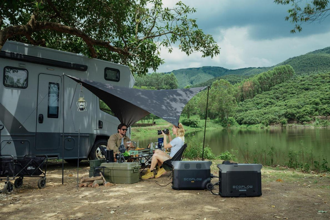 EcoFlow dual fuel smart generator with delta pro on camping trip off grid