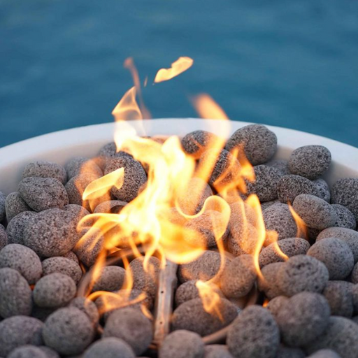 Sedona fire pit with additional polished lava rocks