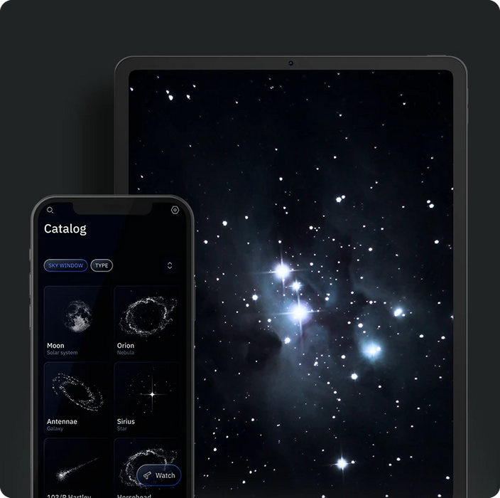 connect to the unistellar app for your galaxy guide